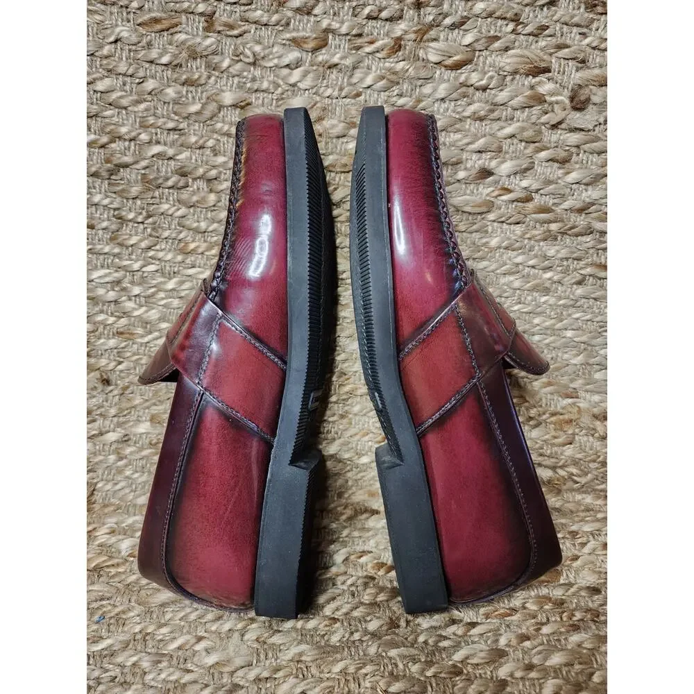Rockport Men’s Burgundy Maroon Size 11 W Leather Penny Loafers Dress Shoes